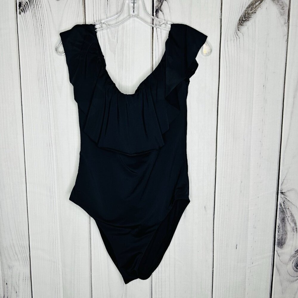 Trina Turk Swim Monaco Off The Shoulder One-Piece Swimsuit Black Women's Sz 12